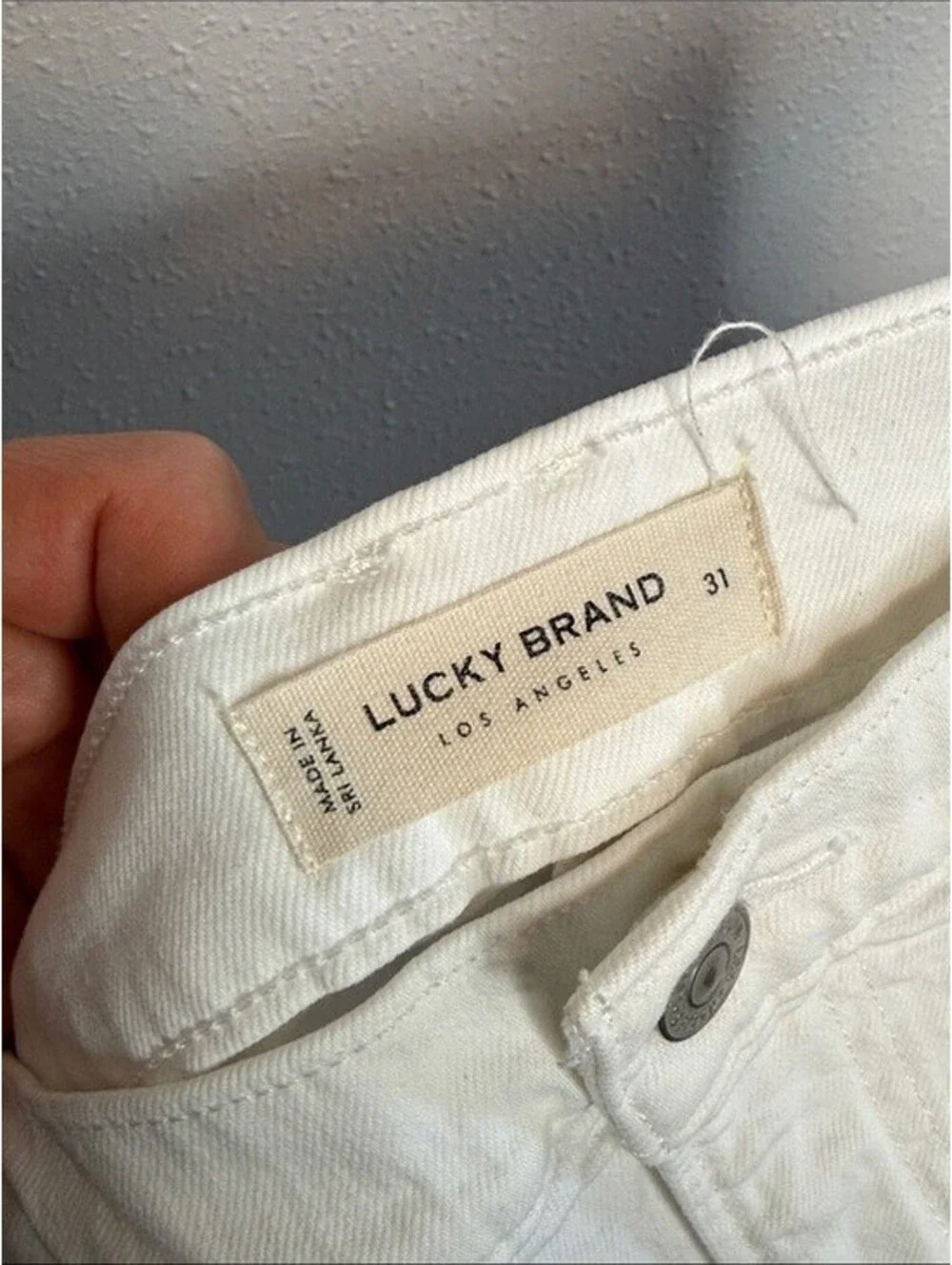 Lucky Brand Women's White Distressed Denim Mini Skirt Raw Hem Size 31